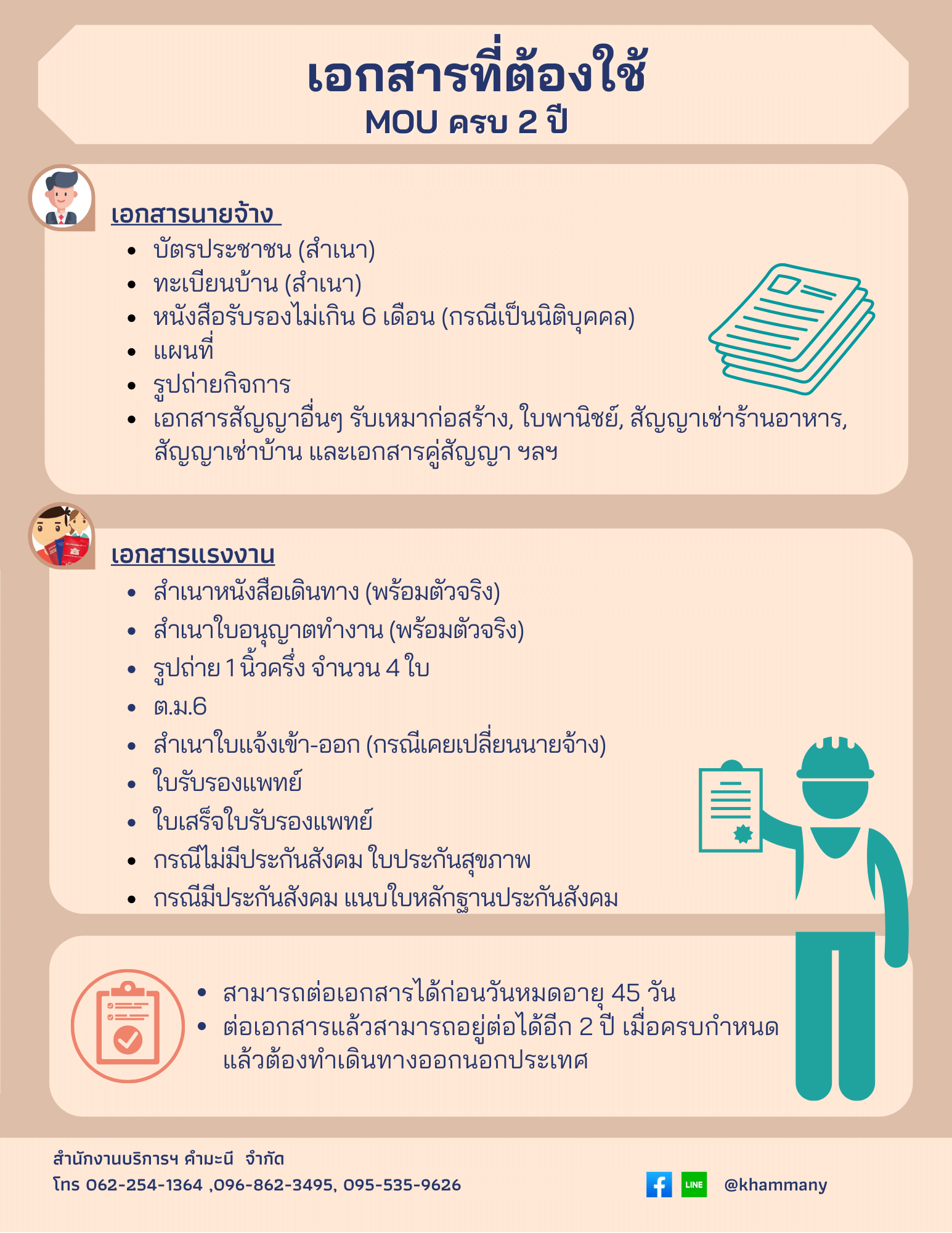 เอกสารที่ต้องใช้ต่อ MOU 2 ปี